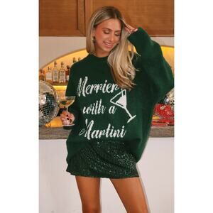 Show Me Your Mumu Martini Graphic Crewneck Sweater | Cocktail Knit | Size S